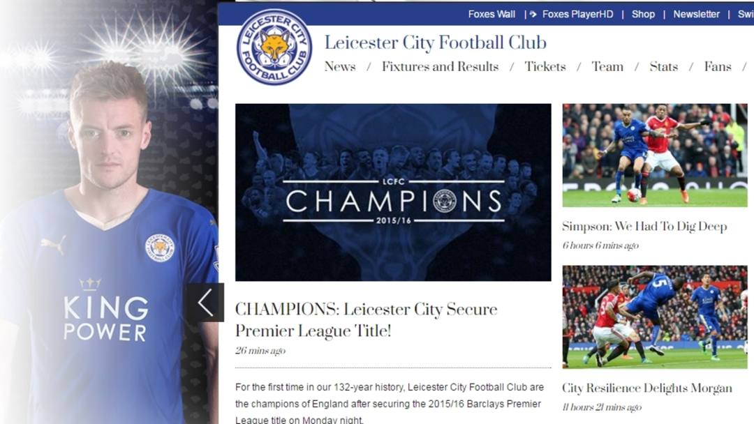 Il sito del Leicester sceglie Jamie Vardy come uomo-copertina